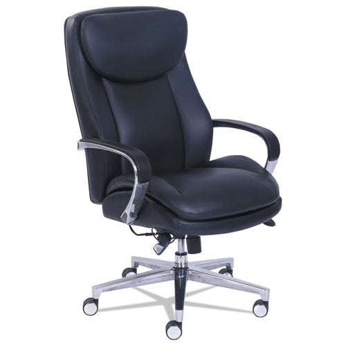 Image of La-Z-Boy® Commercial 2000 High-Back Executive Chair, Dynamic Lumbar Support, Supports 300lb, 20" To 23" Seat Height, Black, Silver Base
