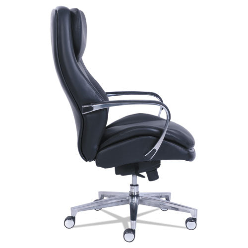 Image of La-Z-Boy® Commercial 2000 High-Back Executive Chair, Supports Up To 300 Lb, 20.25" To 23.25" Seat Height, Black Seat/back, Silver Base