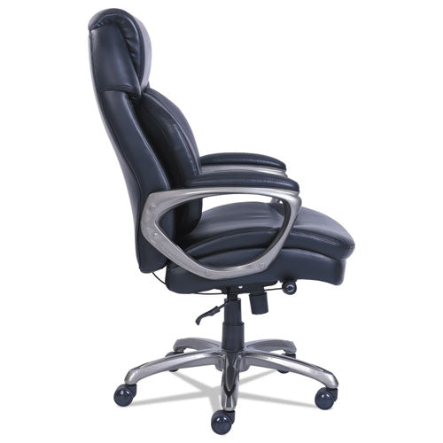 Image of SertaPedic® Cosset High-Back Executive Chair, Supports Up To 275 Lb, 18.75" To 21.75" Seat Height, Black Seat/back, Slate Base