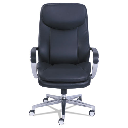 Image of La-Z-Boy® Commercial 2000 High-Back Executive Chair, Supports Up To 300 Lb, 20.25" To 23.25" Seat Height, Black Seat/back, Silver Base
