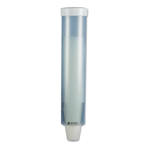 Image of San Jamar® Adjustable Frosted Water Cup Dispenser, For 4 Oz To 10 Oz Cups, Blue