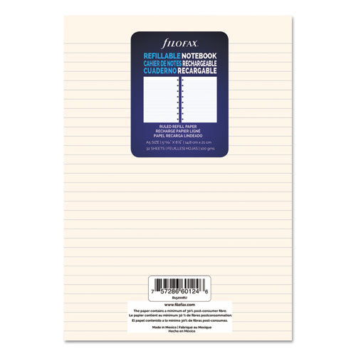 Image of Filofax® Notebook Refills, 8-Hole, 8.25 X 5.81, Narrow Rule, 32/pack