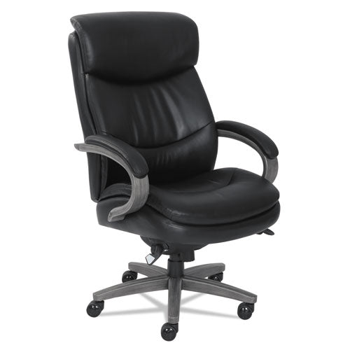 Image of La-Z-Boy® Woodbury Big/tall Executive Chair, Supports Up To 400 Lb, 20.25" To 23.25" Seat Height, Black Seat/back, Weathered Gray Base