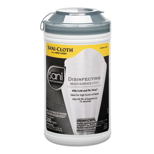 Image of Sani Professional® Disinfecting Multi-Surface Wipes, 7.5 x 5.38, White, 200/Canister