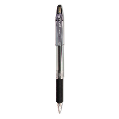 Image of Zebra® Jimnie Gel Pen, Stick, Medium 0.7 mm, Black Ink, Clear/Black Barrel, 12/Pack