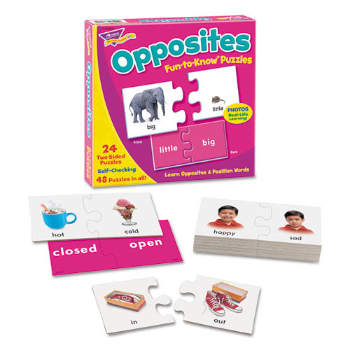 Image of TREND® Fun to Know Puzzles, Opposites and Position Words Matching Game, Ages 3 and Up, (24) Puzzle Piece Pairs