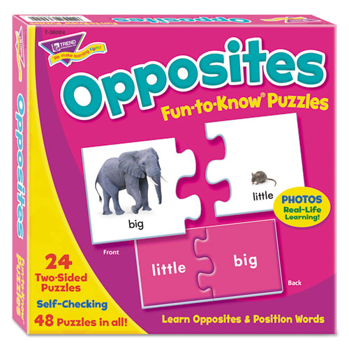 Image of TREND® Fun to Know Puzzles, Opposites and Position Words Matching Game, Ages 3 and Up, (24) Puzzle Piece Pairs