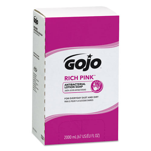 Image of GOJO® RICH PINK Antibacterial Lotion Soap Refill, Floral Scent, 2,000 mL, 4/Carton