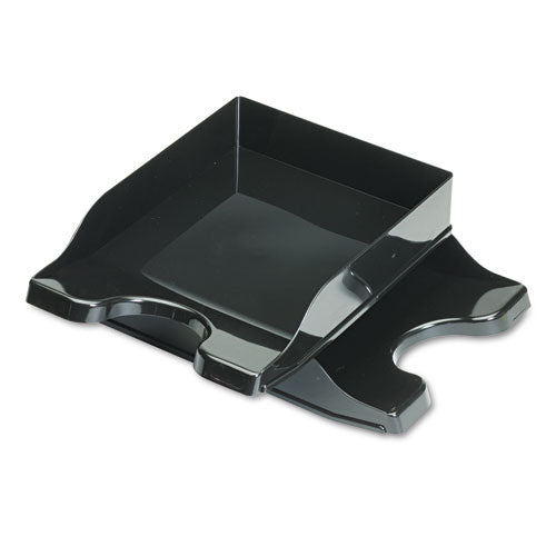 Image of deflecto® Docutray Multi-Directional Stacking Tray Set, 2 Sections, Letter To Legal Size Files, 10.13" X 13.63" X 2.5", Black, 2/pack