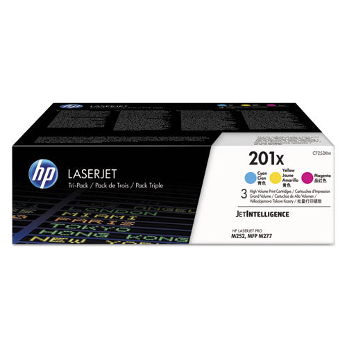 Image of HP HP 201x, (cf253x-M) 3-Pack High-Yield Cyan/magenta/yellow Original Laserjet Toner Cartridges