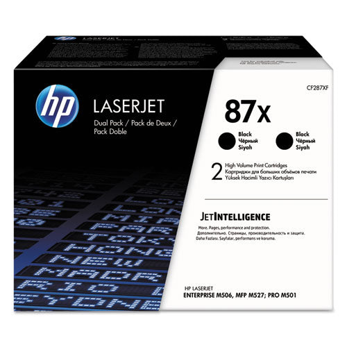 Image of HP HP 87x, (cf287x-D) 2-Pack High-Yield Black Original Laserjet Toner Cartridges