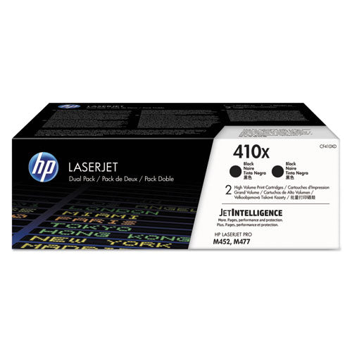 Image of HP HP 410x, (cf410x-D) 2-Pack High-Yield Black Original Laserjet Toner Cartridges