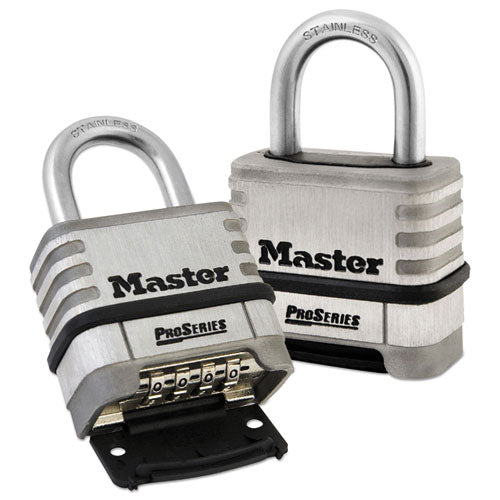 Image of Master Lock® ProSeries Stainless Steel Easy-to-Set Combination Lock, Stainless Steel, 2.18" Wide