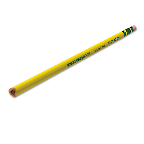 Image of Ticonderoga® Tri-Write Triangular Pencil, Hb (#2), Black Lead, Yellow Barrel, Dozen