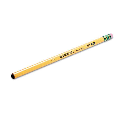 Image of Ticonderoga® Tri-Write Triangular Pencil, Hb (#2), Black Lead, Yellow Barrel, Dozen