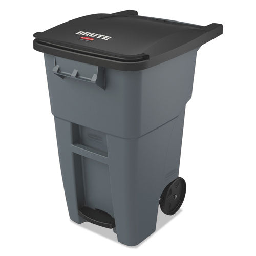 Image of Rubbermaid® Commercial Brute Step-On Rollouts, 50 gal, Metal/Plastic, Gray
