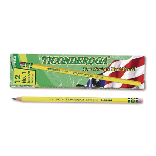 Image of Ticonderoga® Pencils, B (#1), Black Lead, Yellow Barrel, Dozen