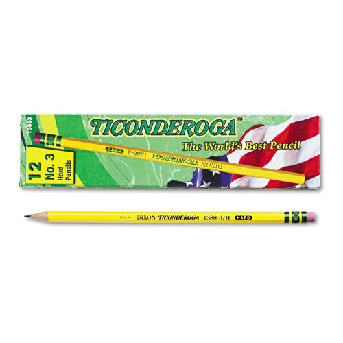 Image of Ticonderoga® Pencils, H (#3), Black Lead, Yellow Barrel, Dozen