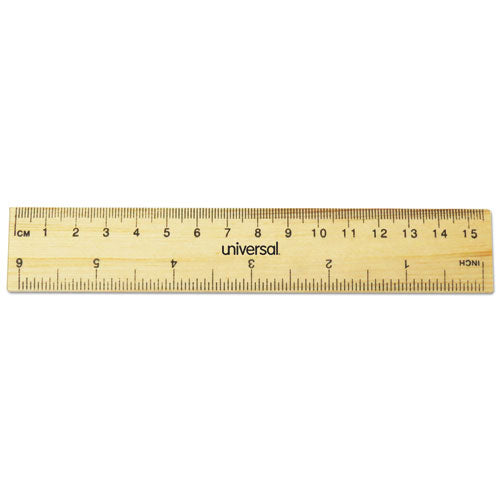 Image of Universal® Flat Wood Ruler, Standard/metric, 6" Long