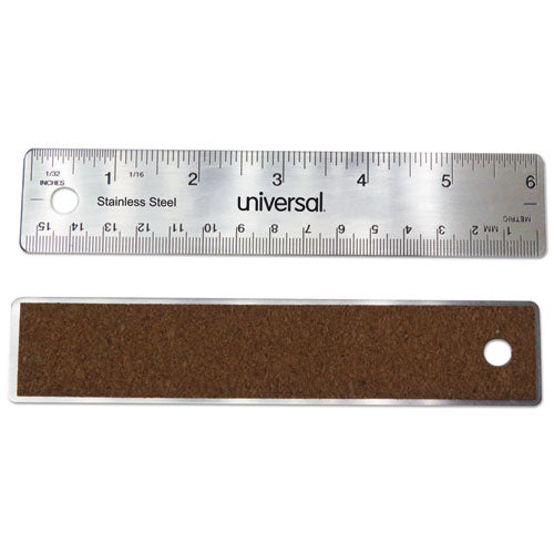 Image of Universal® Stainless Steel Ruler, Standard/metric, 6" Long
