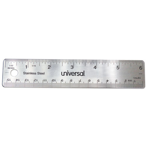 Image of Universal® Stainless Steel Ruler, Standard/metric, 6" Long