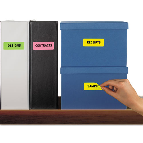Image of Avery® High-Vis Removable Laser/Inkjet ID Labels w/ Sure Feed, 1 x 2.63, Neon, 360/PK
