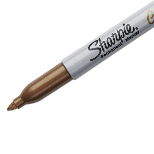 Image of Sharpie® Metallic Fine Point Permanent Markers, Fine Bullet Tip, Gold, Dozen