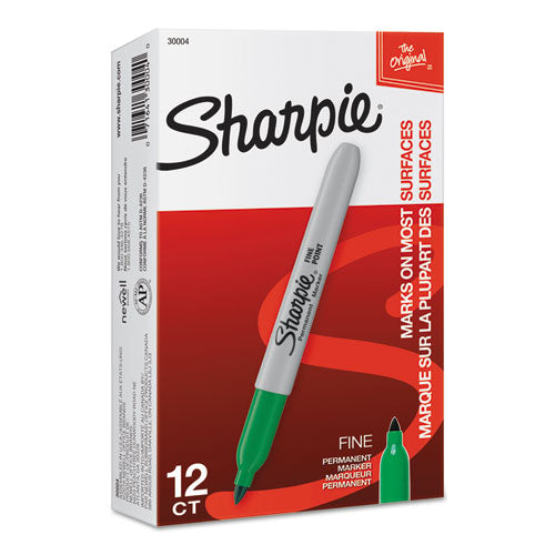 Image of Sharpie® Fine Bullet Tip Permanent Marker, Green, Dozen