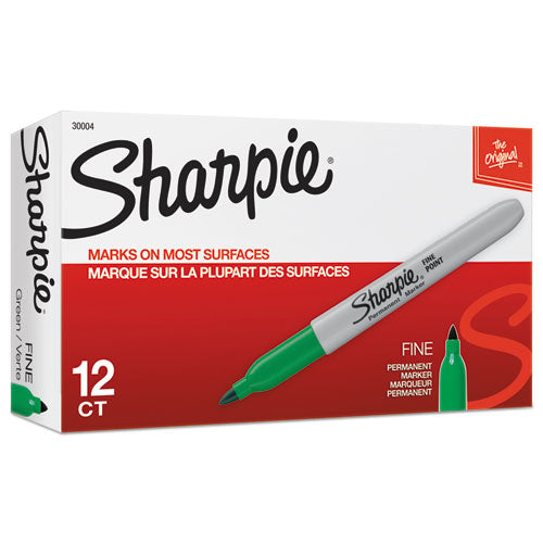 Image of Sharpie® Fine Bullet Tip Permanent Marker, Green, Dozen
