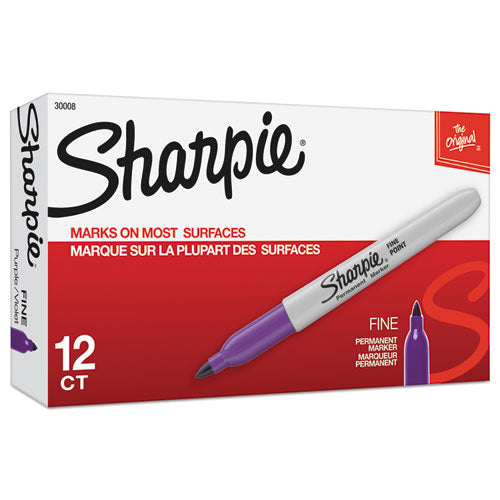Image of Sharpie® Fine Tip Permanent Marker, Fine Bullet Tip, Purple, Dozen