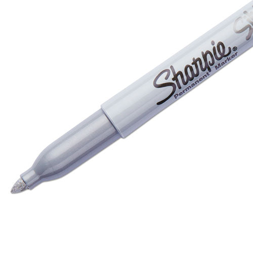 Image of Sharpie® Metallic Fine Point Permanent Markers, Fine Bullet Tip, Metallic Silver, 4/pack