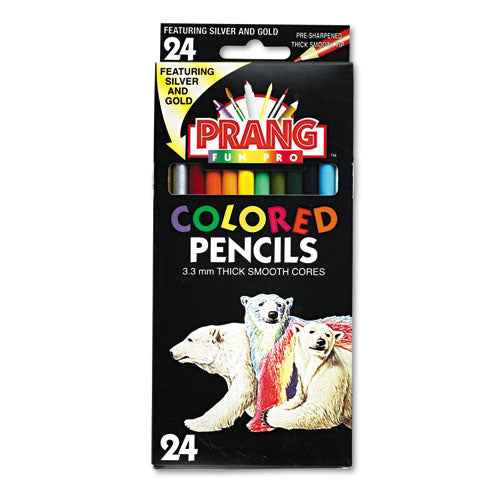 Image of Prang® Colored Pencil Sets, 3.3 mm, 2B, Assorted Lead and Barrel Colors, 24/Pack