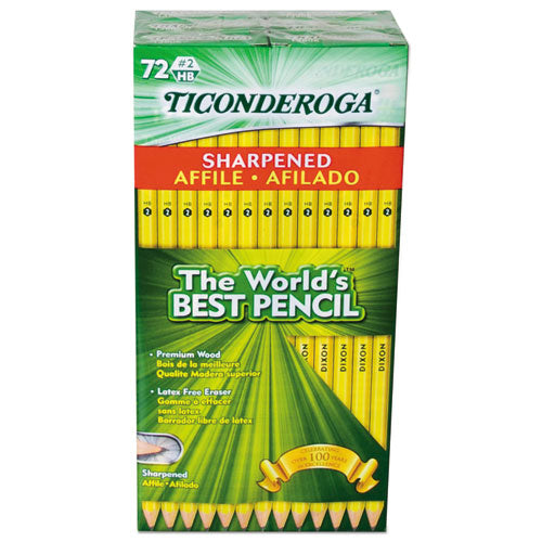 Image of Ticonderoga® Pre-Sharpened Pencil, Hb (#2), Black Lead, Yellow Barrel, 72/pack