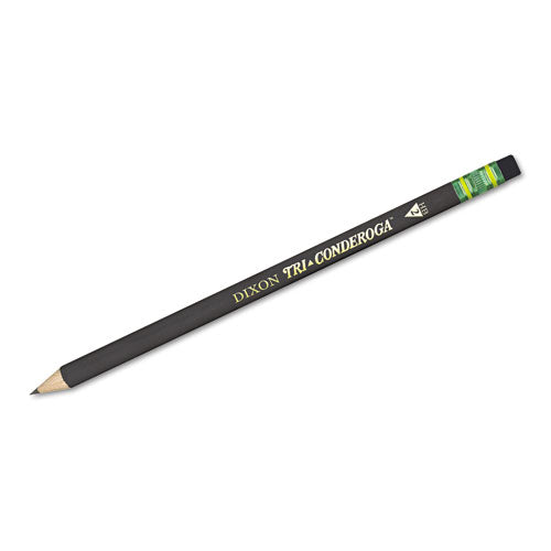 Image of Dixon® Tri-Conderoga Pencil With Microban Protection, Hb (#2), Black Lead, Black Barrel, Dozen