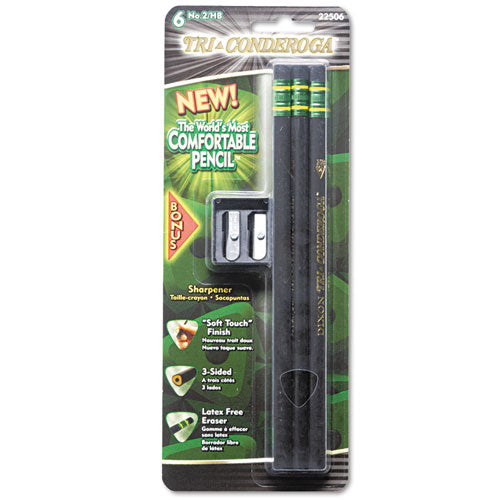 Image of Dixon® Tri-Conderoga Triangular #2 Woodcase Oversized Pencil, Hb (#2), Black Lead, Yellow Barrel, 3/pack