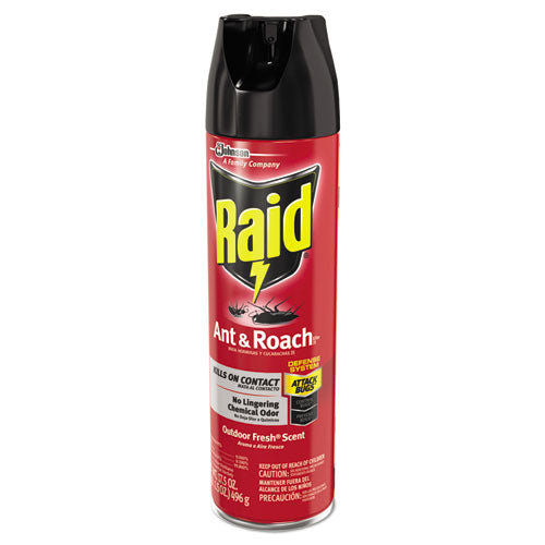 Image of Raid® Ant and Roach Killer, 17.5 oz Aerosol Spray, Outdoor Fresh, 12/Carton