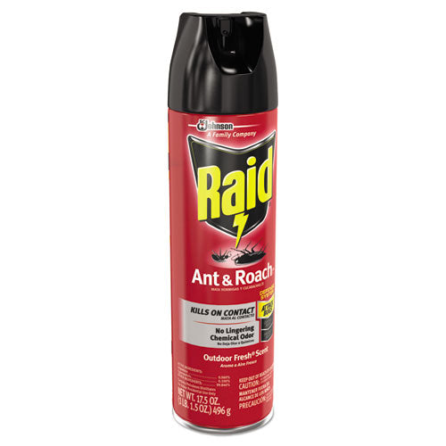 Image of Raid® Ant and Roach Killer, 17.5 oz Aerosol Spray, Outdoor Fresh, 12/Carton