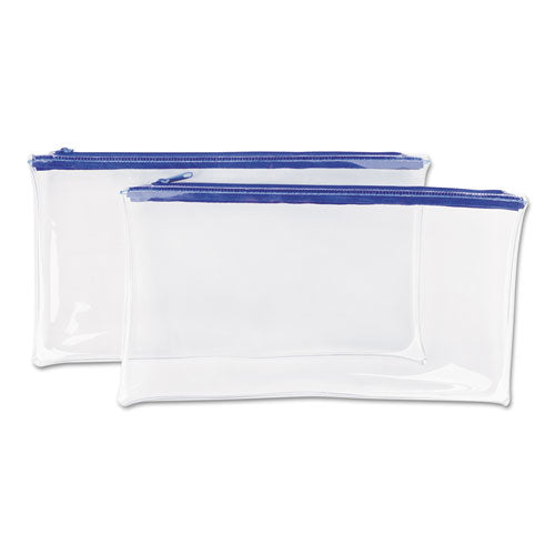 Image of Universal® Zippered Wallets/cases, Transparent Plastic, 11 X 6, Clear/blue, 2/pack