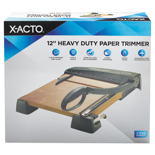 Image of X-ACTO® Heavy-Duty Wood Base Guillotine Trimmer, 12 Sheets, 12" Cut Length, 12 X 12