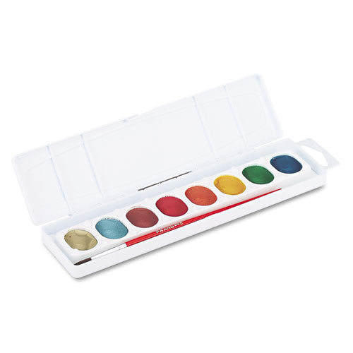 Image of Prang® Metallic Washable Watercolors, 8 Assorted Metallic Colors, Palette Tray