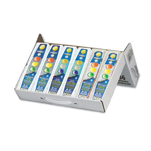 Image of Prang® Semi-Moist Washable Watercolor Classic, Glitter And Metallic Master Pack, 8 Assorted Colors, Palette Tray, 36 Sets/carton