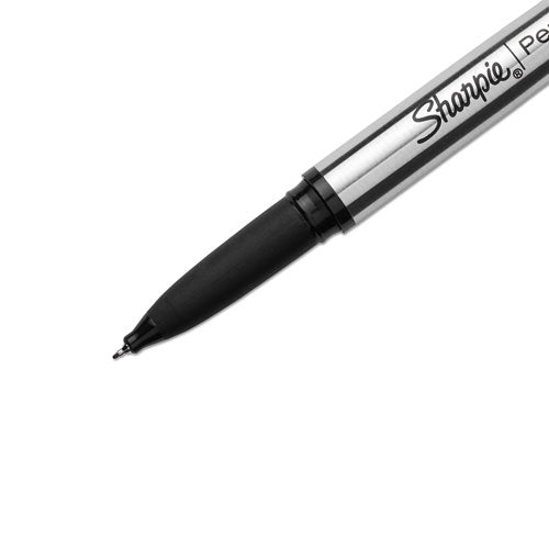 Image of Sharpie® Stainless Steel Porous Point Pen, Stick, Fine 0.5 mm, Black Ink, Brushed Silver Barrel