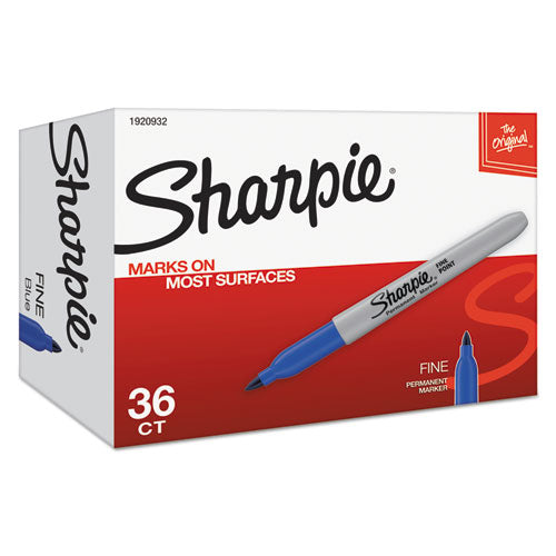 Image of Sharpie® Fine Tip Permanent Marker Value Pack, Fine Bullet Tip, Blue, 36/pack
