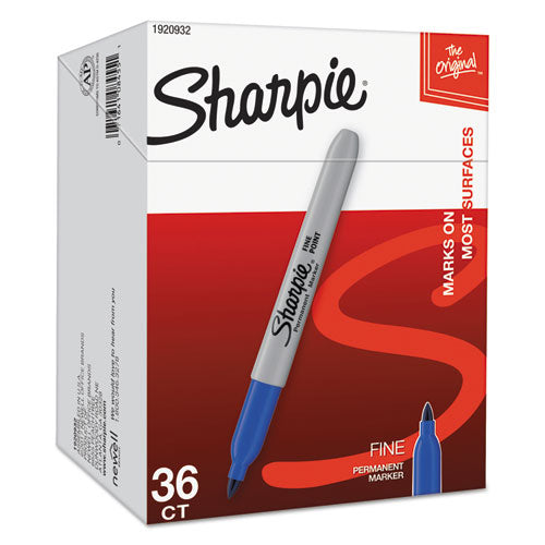 Image of Sharpie® Fine Tip Permanent Marker Value Pack, Fine Bullet Tip, Blue, 36/pack