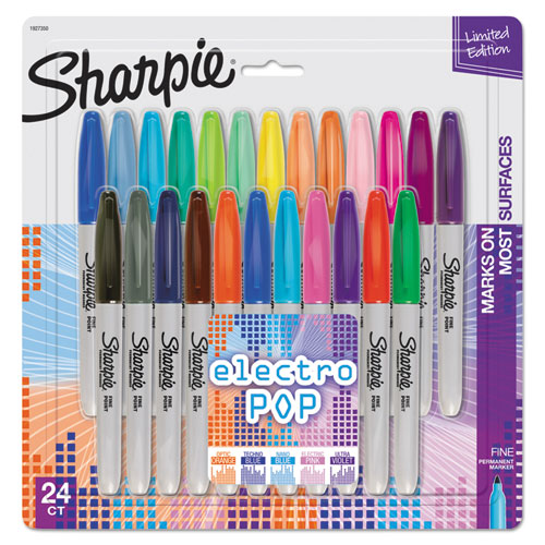 Image of Sharpie® Fine Tip Permanent Marker, Fine Bullet Tip, Assorted Colors, 24/pack