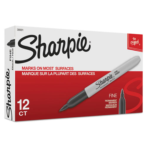 Image of Sharpie® Fine Tip Permanent Marker, Fine Bullet Tip, Black, Dozen