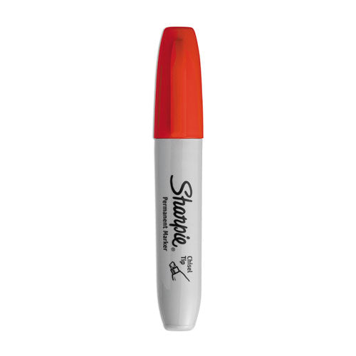 Image of Sharpie® Chisel Tip Permanent Marker, Medium Chisel Tip, Red, Dozen