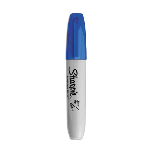 Image of Sharpie® Chisel Tip Permanent Marker, Medium Chisel Tip, Blue, Dozen