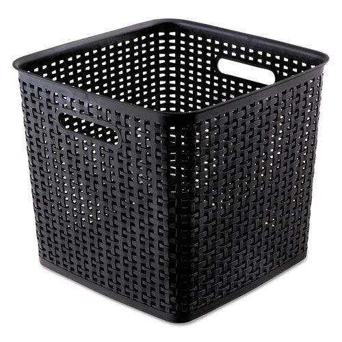Image of Advantus Plastic Weave Bin, Extra Large, 12.5" X 12.5" X 11.13", Black, 2/pack