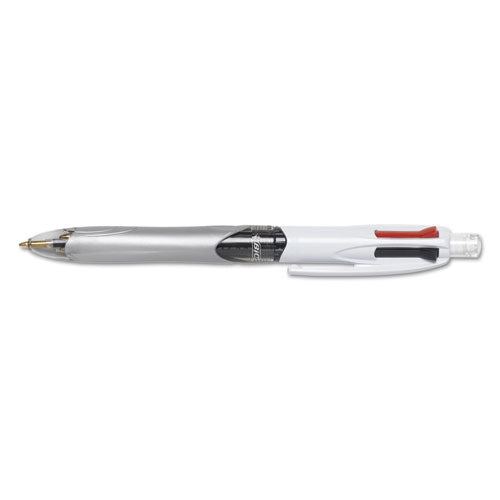 Image of BIC® 4-Color 3 + 1 Ballpoint Pen/Pencil, Retractable, Medium 1 mm Pen/0.7 mm Pencil, Black/Blue/Red Ink, Gray/White Barrel